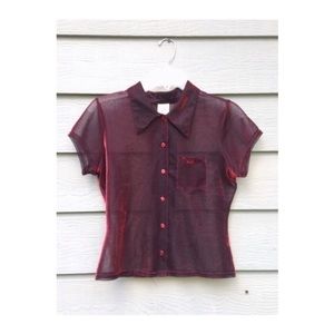 See-through collared crop top