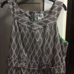 Gray and white dress.