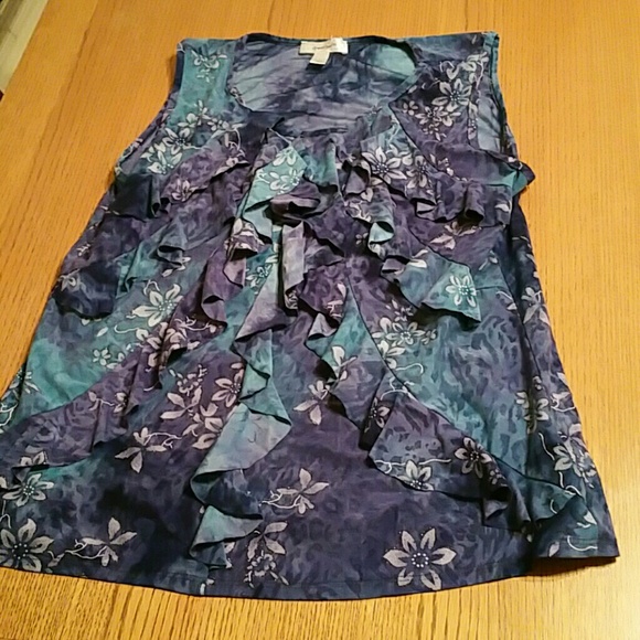 Blue ruffled blouse