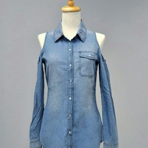 Cold Shoulder Denim Top