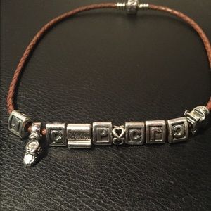 Pandora leather braided necklace with charms