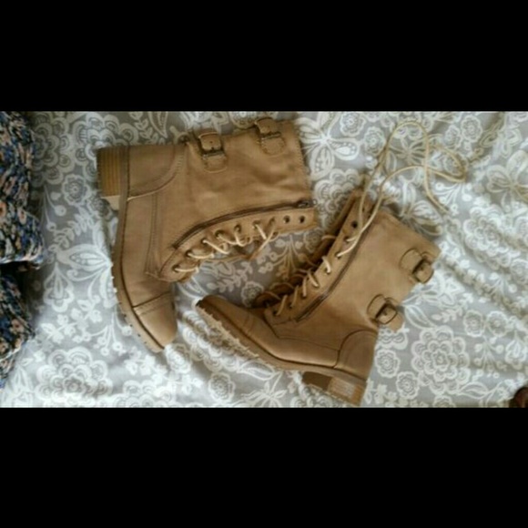 Tan combat boots