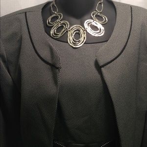 Grey, White & Black 2 Piece Dress w/ Jacket Suit