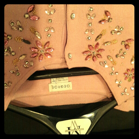 George Sweaters - George Pink Crystal Embellished Cardigan