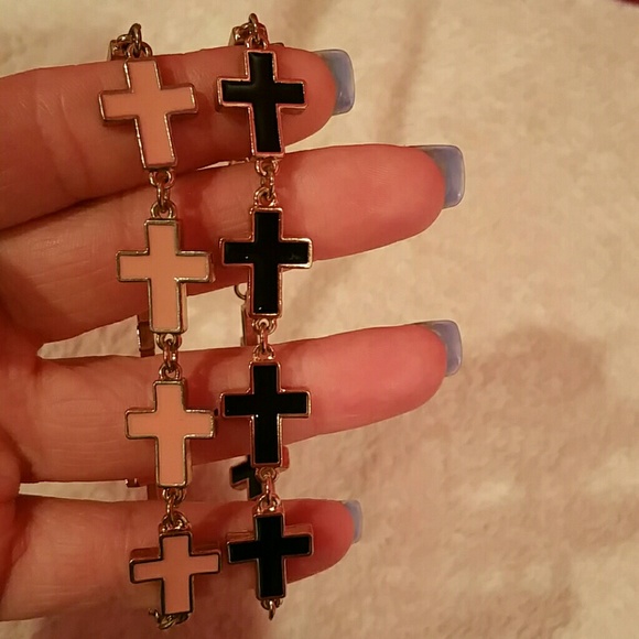 Pink and black cross braclets - Picture 1 of 1