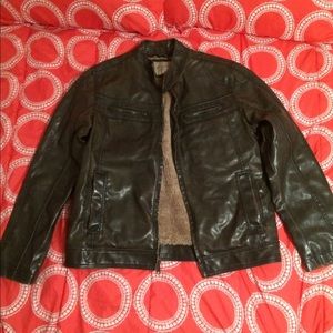 Mens lined faux leather jacket, Medium