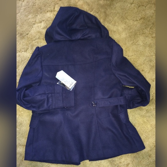 Midnight blue pea coat style winter coat - Picture 3 of 3