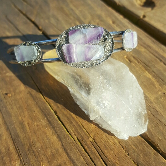 Free People Jewelry - Rainbow Flourite & Pyrite Bangle
