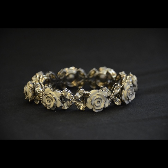 Prada Crystal Bracelet with Applied Resin Roses