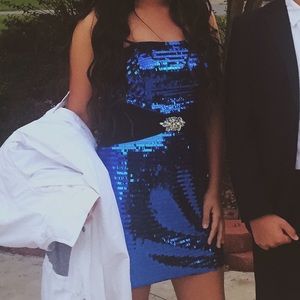 Blue sequin prom/homecoming dress worn once