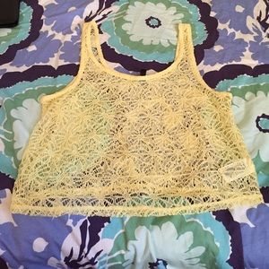 H&M yellow crochet crop top!