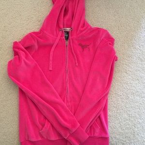 HOT PINK Velour Zip-up Hoodie