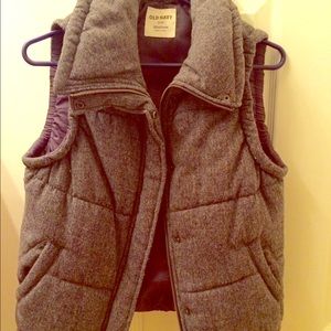 Old Navy Gray Puffer Vest with Collar