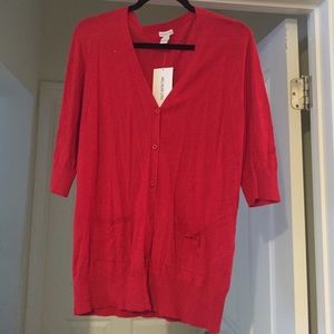 Red XL 3/4 sleeve cardigan