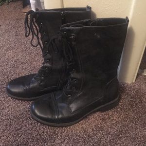 Black tie up boots