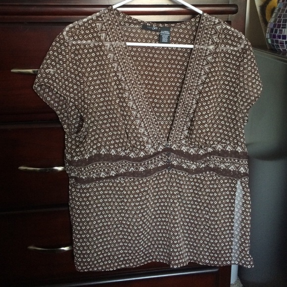 Brown Dressy Print Top
