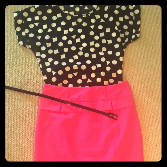Hot pink pencil skirt