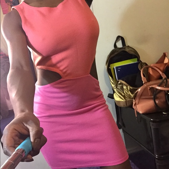 Pink cut out mini dress by Missguided