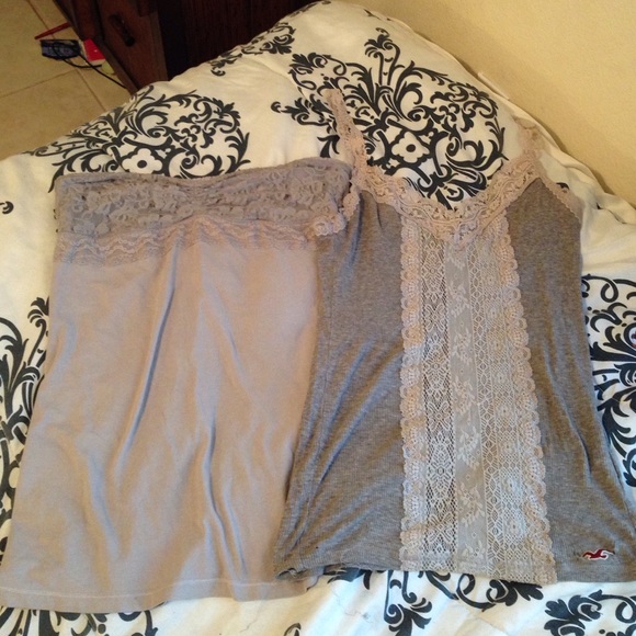 Two gray Hollister tops