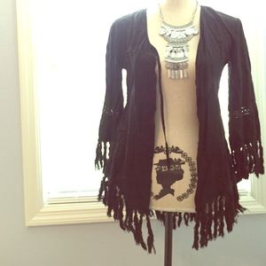 Black Fringe Kimono