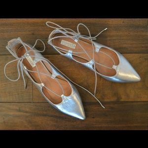 TopShop Silver Kingdom Ghillie LaceUp Ballet Flats