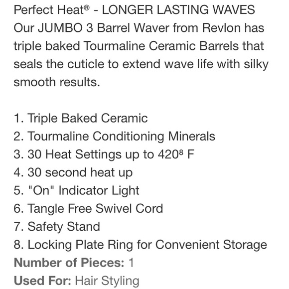 Revlon perfect heat jumbo waver, 3 barrel - Picture 4 of 4