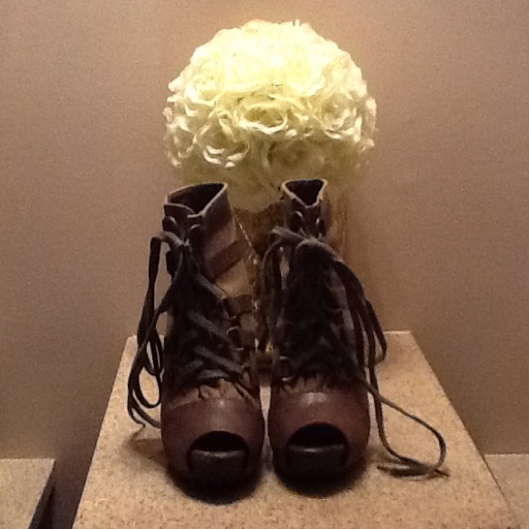 Army Green Peep Toe Booties