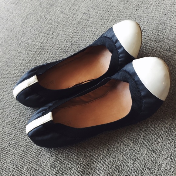 J. Crew Black and Cream Ballet Flats