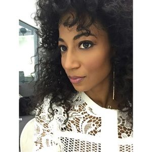 White crochet jacket w/ faux leather trim