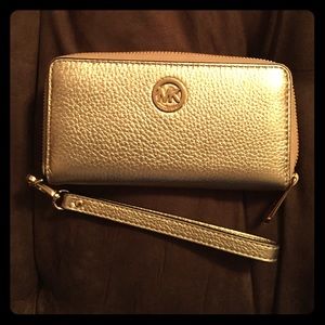 Gold MK Wristlet Wallet