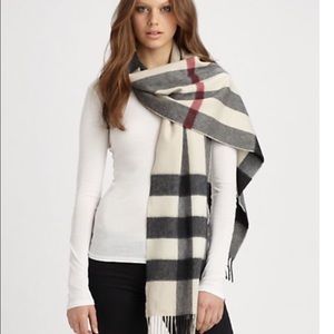 Burberry Half Mega Check Cashmere Scarf