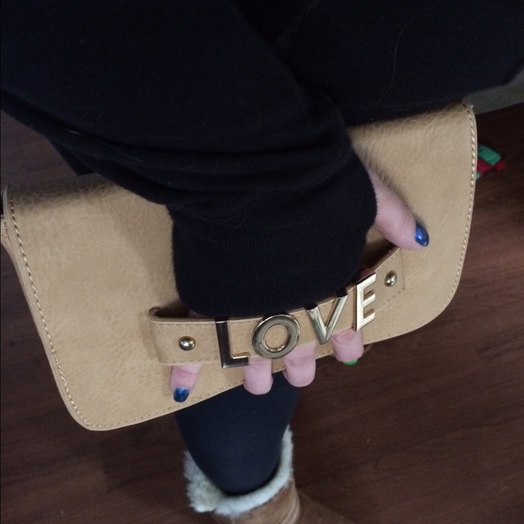 JustFab Tan Clutch Cross Body Bag