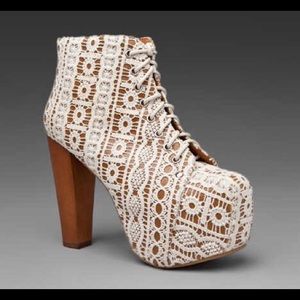 White Crochet Jeffrey Campbell Booties