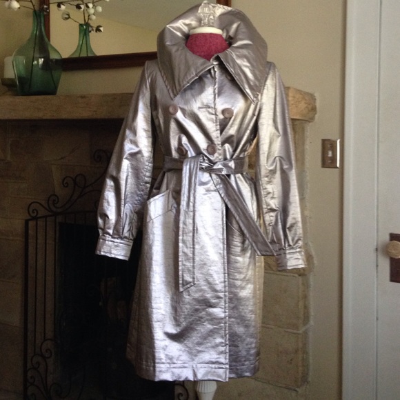 Ellen Tracy from Saks.  Killer trench silver/pink.