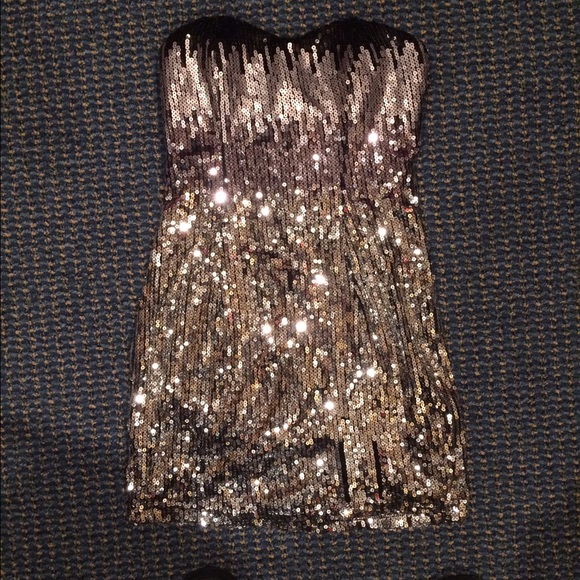 Strapless sequence dress