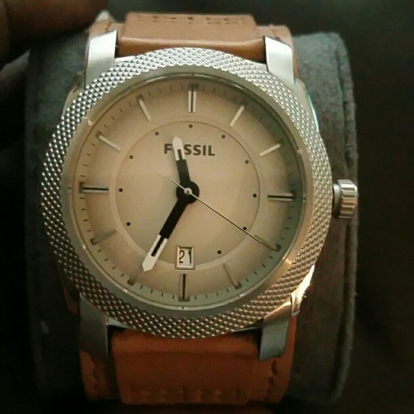 Fossil men's leather cuff watch
