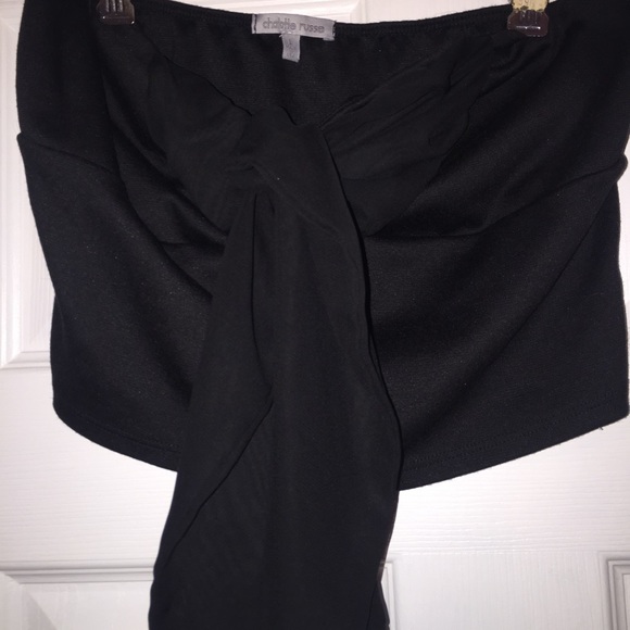 Black crop top with bow front