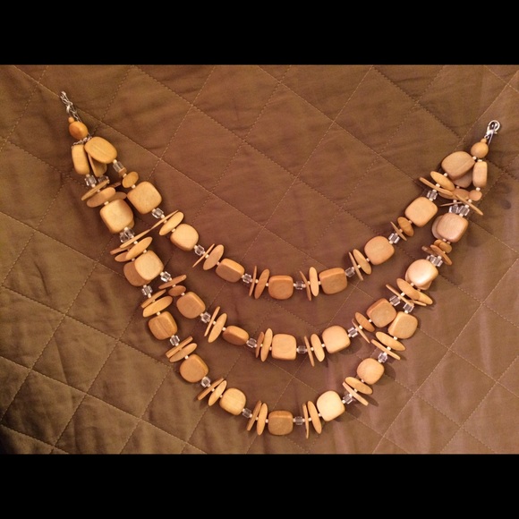 3 Strand Beaded and Wooden Necklace - Picture 3 of 4