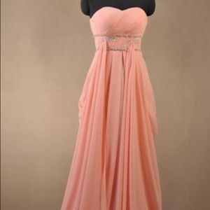 Pink floor length with bedazzled front