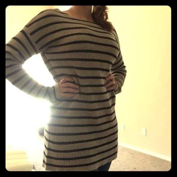 Old Navy Sweaters - OLD NAVY Tan/Black Striped Sweater