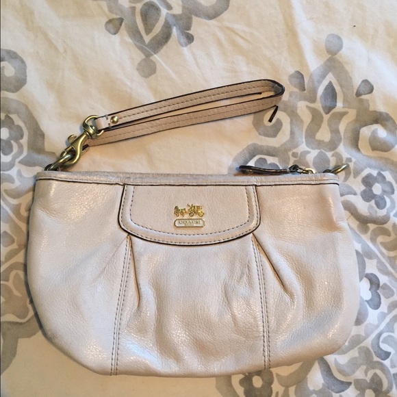 Coach Cream Leather Wristlet