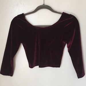 Burgundy Velvet Crop top 🍷