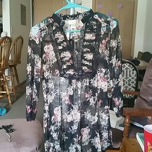Sheer floral top with lace