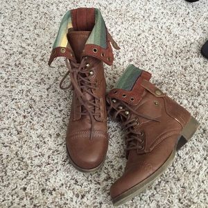 Brown combat boots