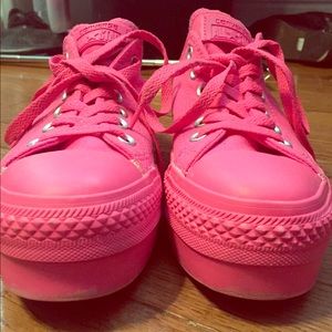 Hot pink platform converse