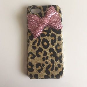 😍 Cheetah 3D Sequin Bow iPhone Case 😍