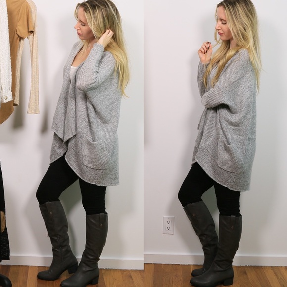 Cozy Gray Open Knitted Sweater - Picture 3 of 4