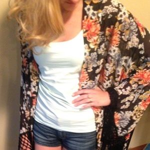 Chiffon fringe floral kimono ordered from ASOS.com