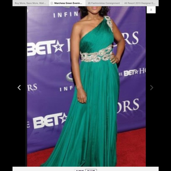 Marchesa couture green evening gown size 14 - Picture 1 of 1