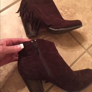 Dark brown suede feeling ankle boot
